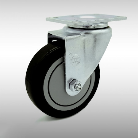 Service Caster 4 Inch SS Black Polyurethane Wheel Swivel Top Plate Caster SCC-SS20S414-PPUB-BLK